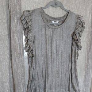 Nicole Miller Gray Ruffle Sleeve Blouse